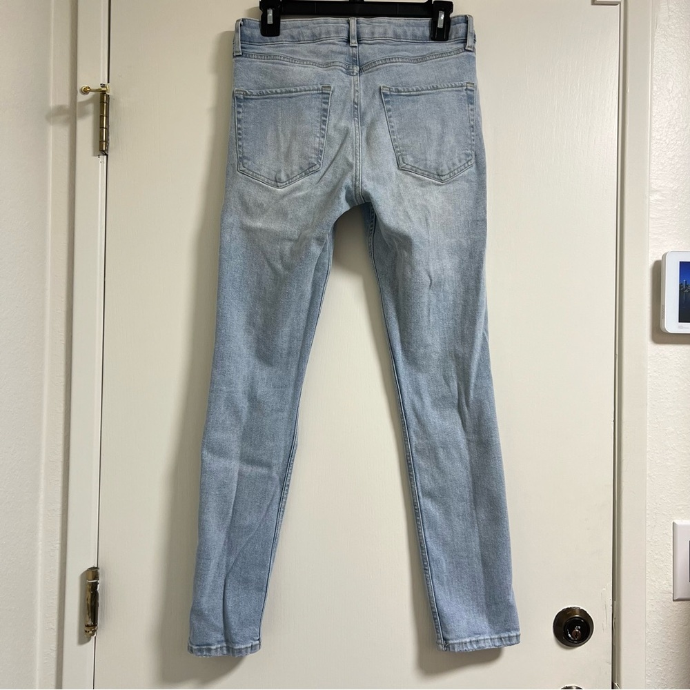 TOPMAN Stretch Skinny Distressed Jeans Light Blue 30x30 - Picture 5 of 9